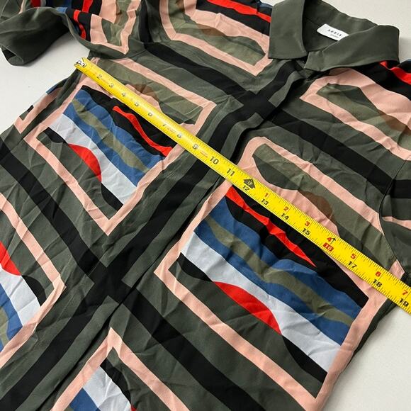 AKRIS Punto Mulberry Silk Multicolor Printed Silk Blouse Top Women Size 6 - Picture 3 of 12